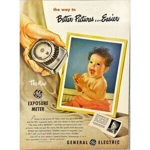 General Electric Exposure Meter "Better pictures...Easier" Vtg Print Ad 1949